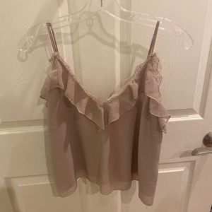 Light brown lace trim tank